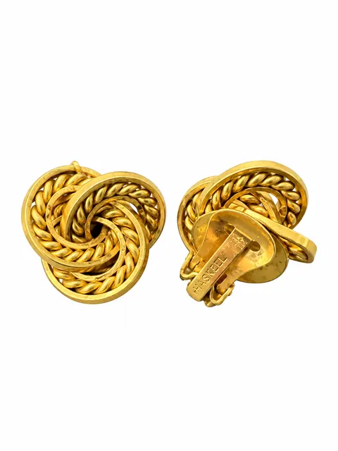 Miriam Haskell Gold Tone Rope Knot Clip On Earrings