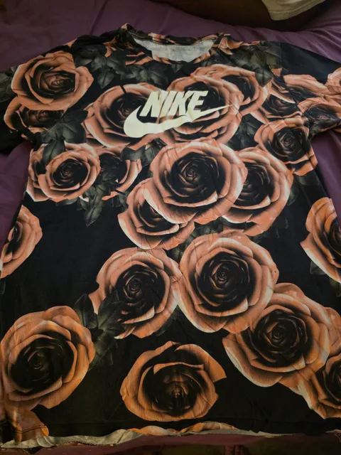 Nike Rose Print T-Shirt Black Orange Floral
