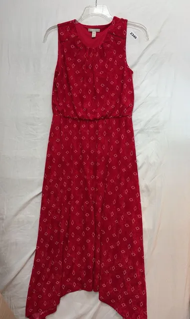 Dana Buchman Dress Size M Red Printed Sleeveless Maxi
