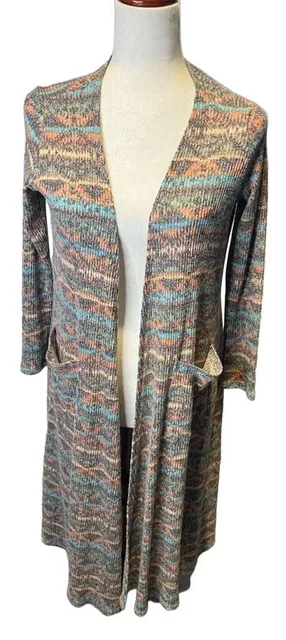 Lularoe Striped Open Front Duster Jacket Women's Size S Cardigan ...,