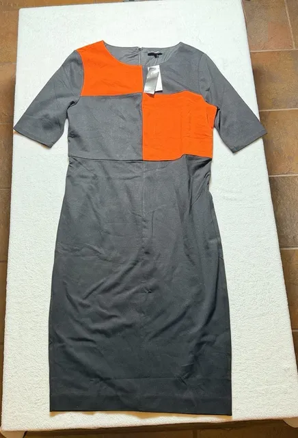 Premise Dresses Colorblock Dress Size 8 Black Orange Pencil Midi