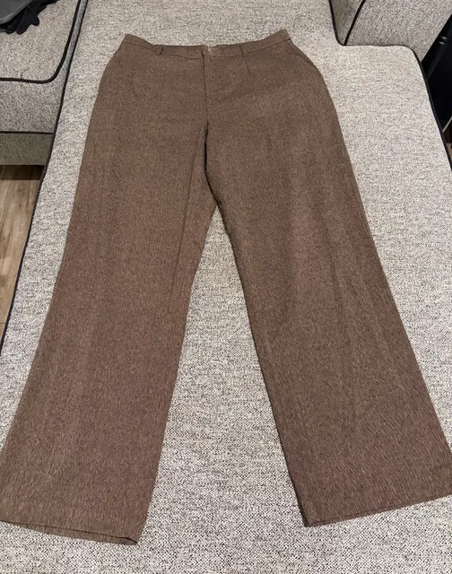 Van Heusen Women Stretch Pants Size 16 Brown Herringbone