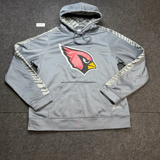 Zubaz Arizona Cardinals NFL Hoodie Size S Gray Pullover Zebra Trim