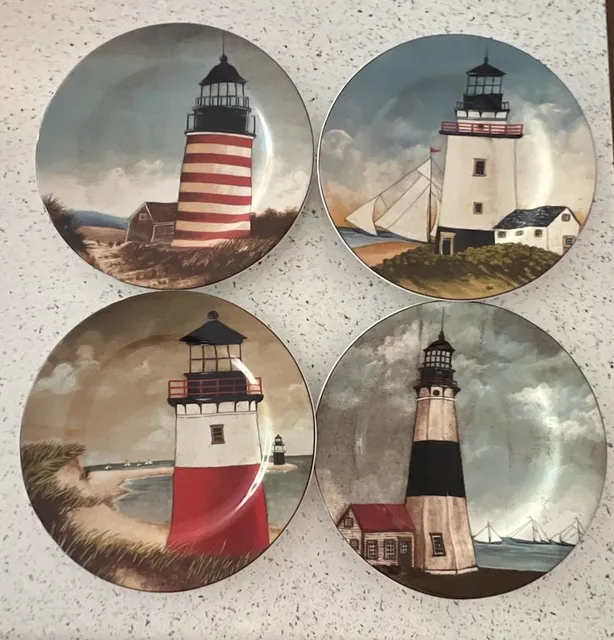 Sakura David Carter Brown By The Sea Salad Plate Set of 4 Lighthouse