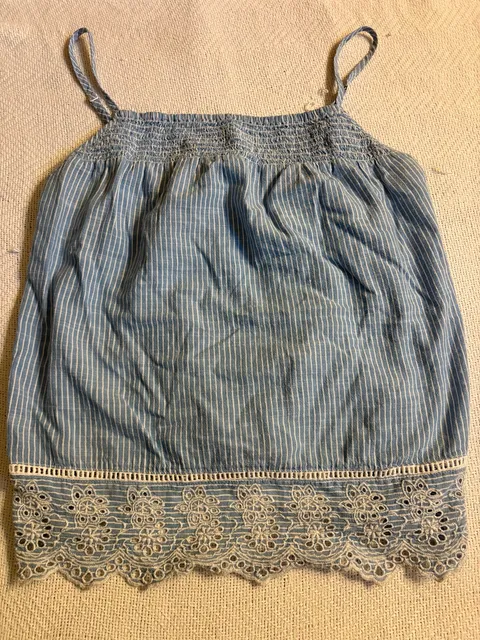 Tabitha Webb Womens Sky Blue Sleeveless Striped Embroidered ...,