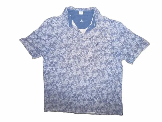 Johnnie-O Hangin' Out Floral Polo Size XL Blue White Cotton Blend