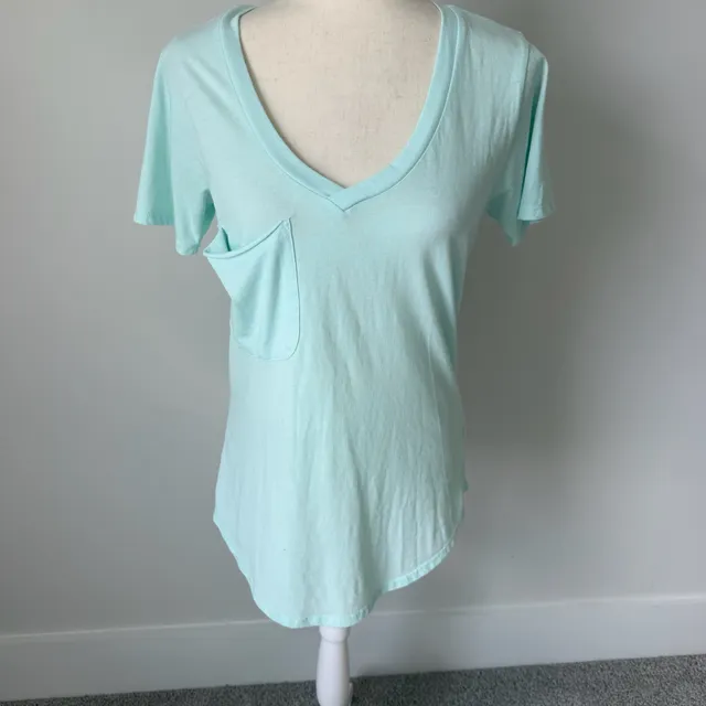 Z Supply Pocket T-Shirt Size S Mint Green V-Neck Scoop Hem