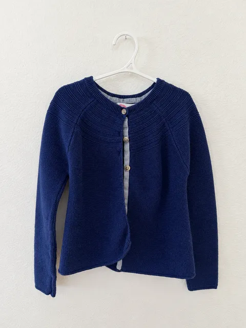 Mini Boden Cardigan Size 6-7Y Blue Knit Cotton Sweater