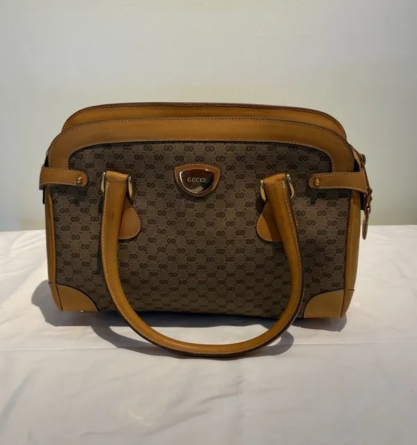 Gucci Micro GG Supreme Handbag Brown Tan Leather