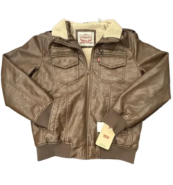 Levi's Faux Leather Bomber Jacket Brown