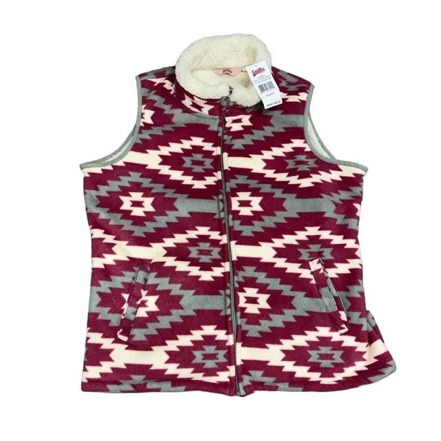Smith's Workwear Aztec Sherpa Fleece Vest Size X-Large Rose Grey women’s Vest