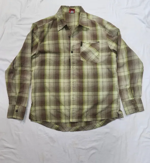 Scott Long Sleeve Plaid Button Down Shirt Size L Green Brown