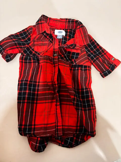 Old Navy Red Plaid Flannel Shirt Size 18-24M