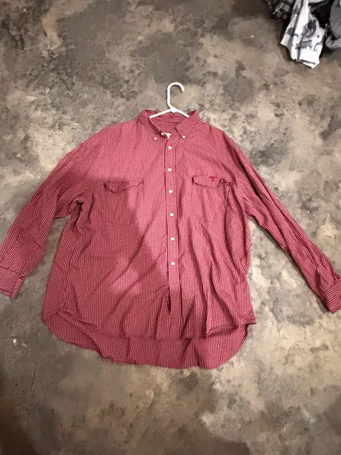 Lucchese Button Down Shirt Size XXXL Red White Check Long Sleeve