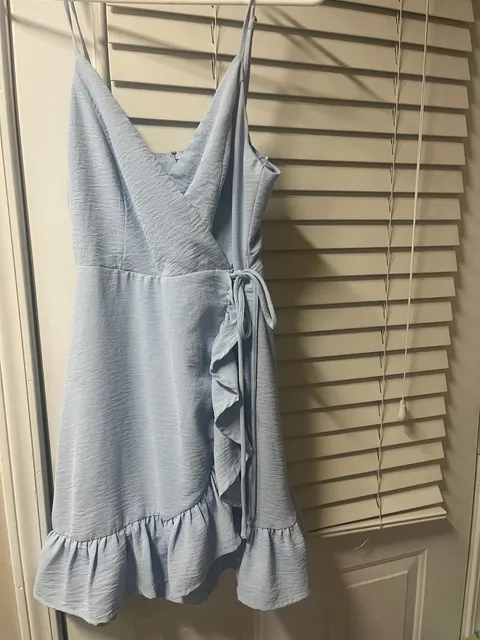 Altar'd State Light Blue Wrap Ruffle Dress Size S