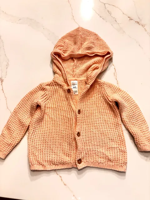 Carter's Hooded Waffle Knit Cardigan Size 6m Pink