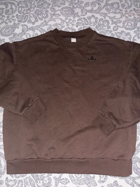 Alo Accolade Crewneck Sweatshirt Size S Espresso Brown