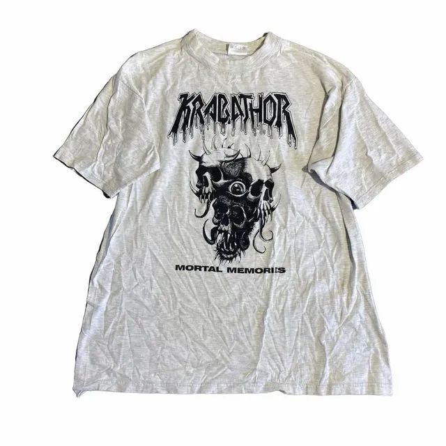 Krabathor Mortal Memories T-Shirt Size XL Vintage Band Merch Grey