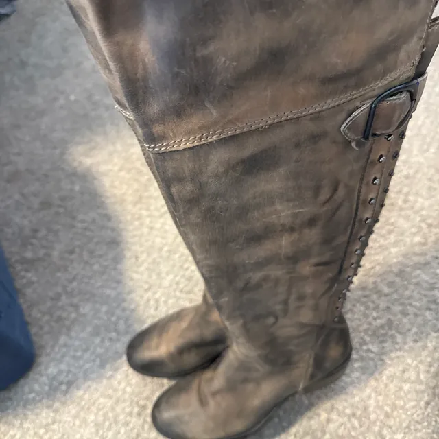 Vince Camuto Boots Studded Riding Boots Brown Leather 7.5