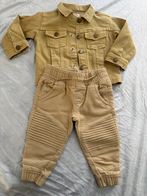 Wonder Nation Denim Jacket and Pants Set Mustard Yellow 12M