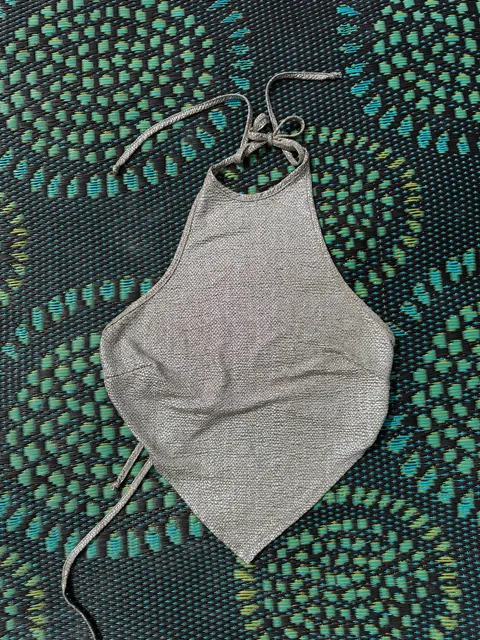 Local European Halter Crop Top Size M Silver Metallic Bandana Festival