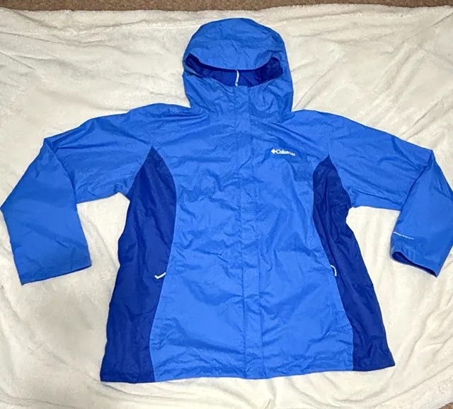 Columbia Sportswear Company Omni-Tech Jacket Size 2X Blue Hooded Raincoat