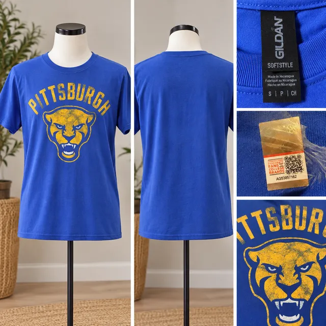 Gildan Pittsburgh Panthers T-Shirt Size S Blue College Graphic