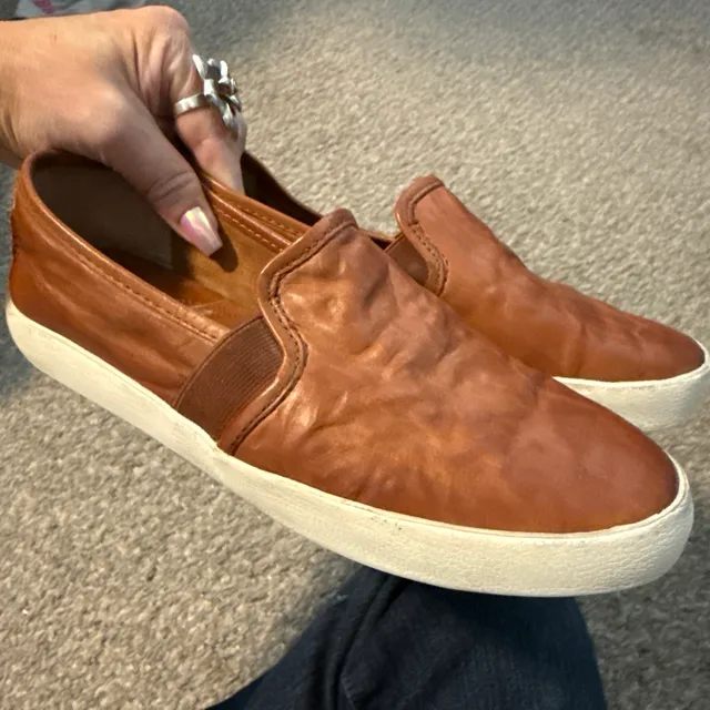 FRYE Slip On Sneakers Brown Leather Shoes 6