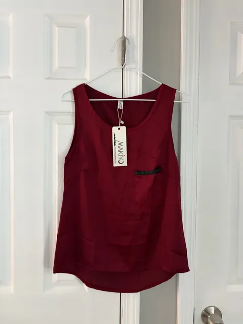 Ladies Makiyo Maroon Sleeveless Tank Top