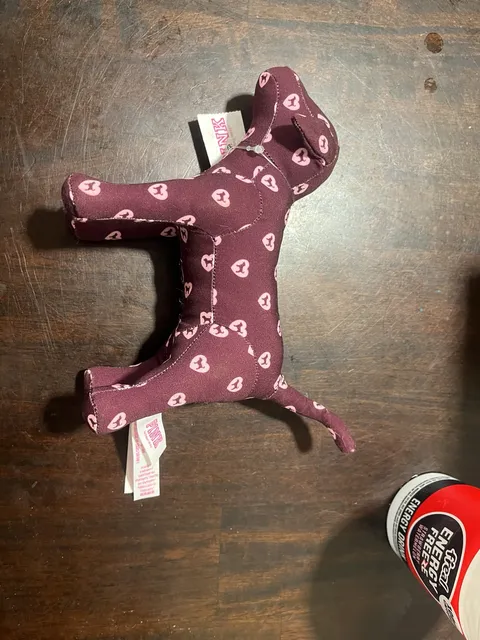 Y2K Victoria's Secret Pink Dog Plush Maroon Pink Heart Print Stuffed Toy