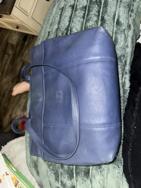 Gitano Blue Faux Leather Shoulder Tote Bag