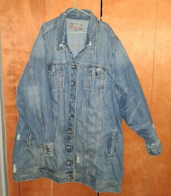 Torrid Distressed Denim Long Jean Jacket