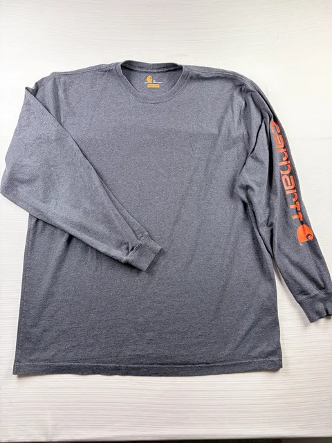 Carhartt Long Sleeve Shirt Size XL Gray Original Fit Logo Sleeve