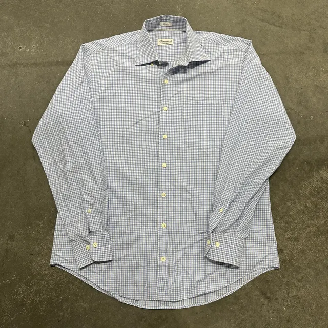 Peter Millar Crown Finish Plaid Button Down Shirt Large 100% Cotton Classic Fit