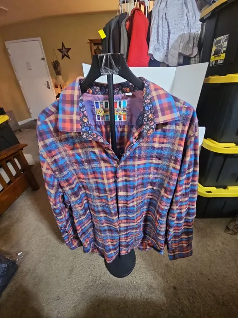 Robert Graham Plaid Long Sleeve Button Up Shirt Size 2XL