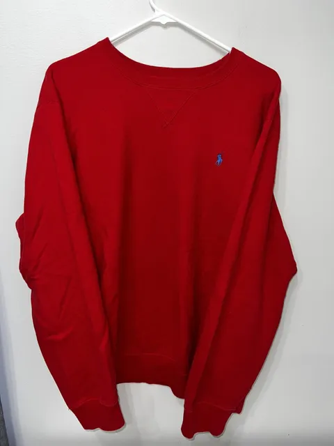 Polo Ralph Lauren Sweatshirt Crewneck Men's Size L Red Blue Pony Pullover