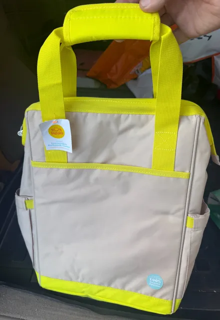 Sun Squad 24-Can Convertible Backpack Cooler Beige Yellow
