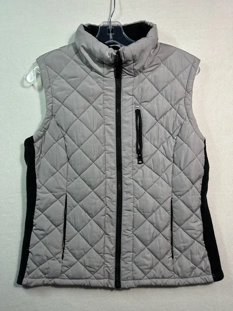 Andrew Marc Quilted Vest Size M Gray Full Zip Puffer