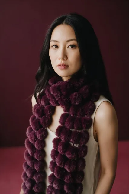 Fur Fur Scarf- Burgundy Scarves and Shawls, Accessories