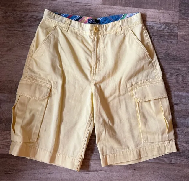 Polo By Ralph Lauren Cargo Shorts Size M Yellow Cotton