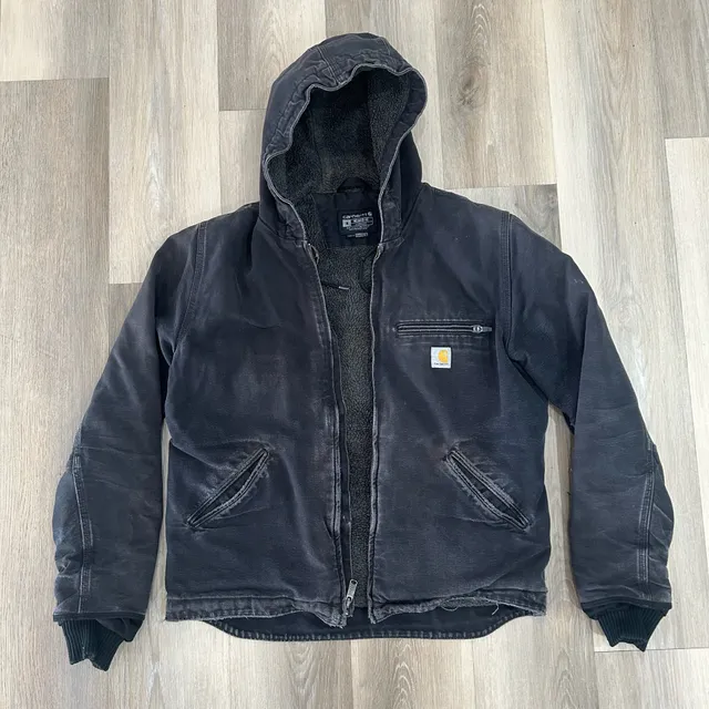 Carhartt WJ141 Hooded Sherpa Lined Jacket Size M Black Duck