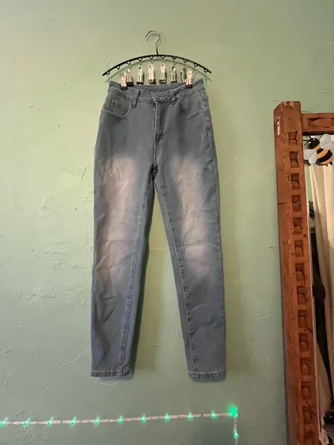 Fleece Lined Skinny Jeans Size S Blue Denim High Rise