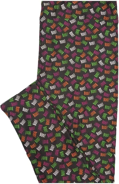 LuLaRoe Leggings One Size Black Halloween Boo Print #60 nwt