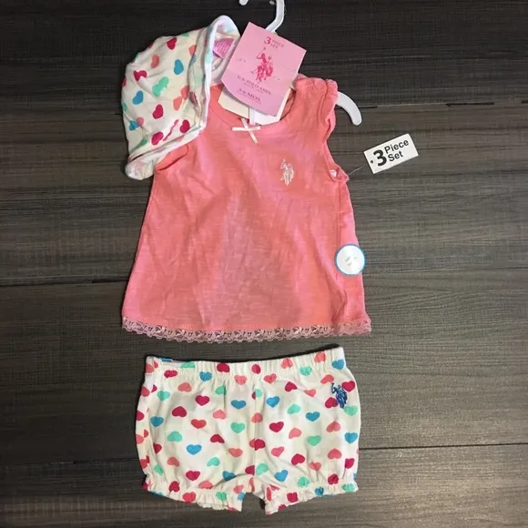 U.S polo Assn. baby girl shorts/Top Set