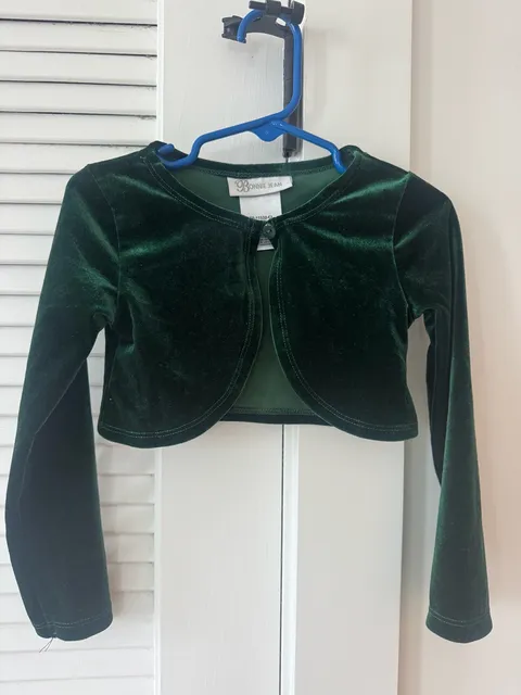 Bonnie Jean Velour Bolero Shrug Size 3T Green Jacket