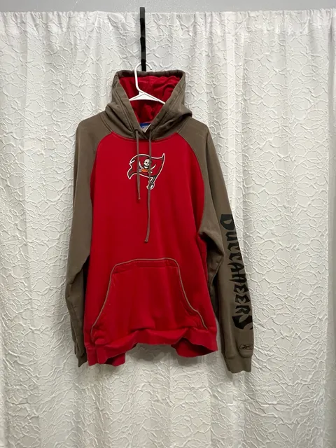 Vintage Y2K Reebok NFL Tampa Bay Buccaneers Colorblock Sleeve Spellout Hoodie XL