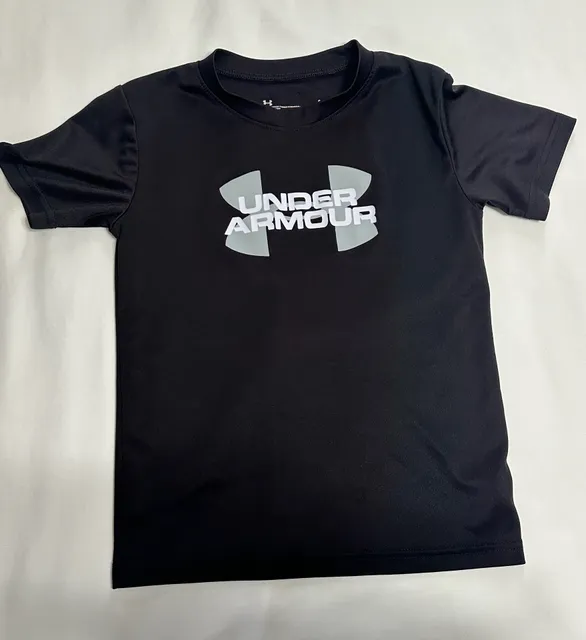 Under Armour Logo T-Shirt Size 6 Black Athletic Short Sleeve