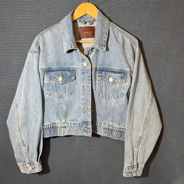 BlankNYC Denim Jacket Size M Cropped Blue Cotton Distressed