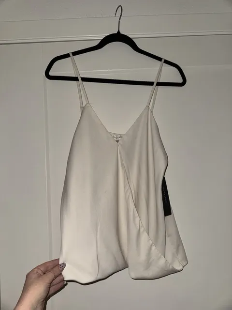 Olivia & Grey Cami Top Size S White Faux Wrap Draped