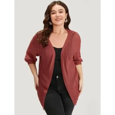 Plus Size 22 24  3x  BloomChic Geometric Plisse Loose Open Front Cardigan shrug